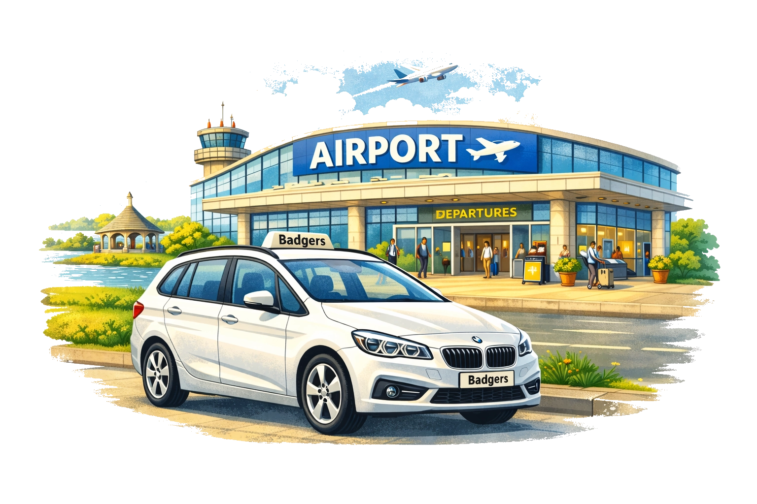 taxi at airport with oakham references